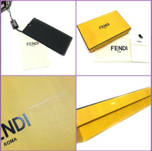 Fendi Baguette Phone Pouch Shoulder Leather Black White Silver