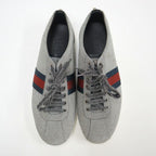 Gucci Glitter Web Stud Sneakers Silver Lame 9 :silver