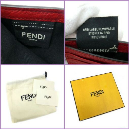 Fendi Bifold Compact Wallet Leather Red :red
