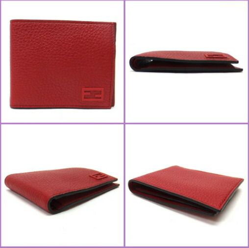 Fendi Bifold Compact Wallet Leather Red :red