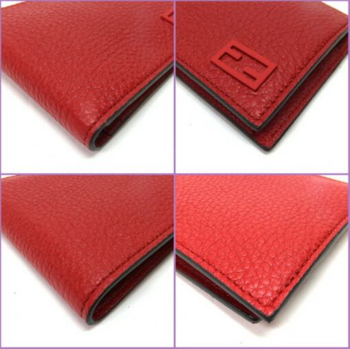 Fendi Bifold Compact Wallet Leather Red :red
