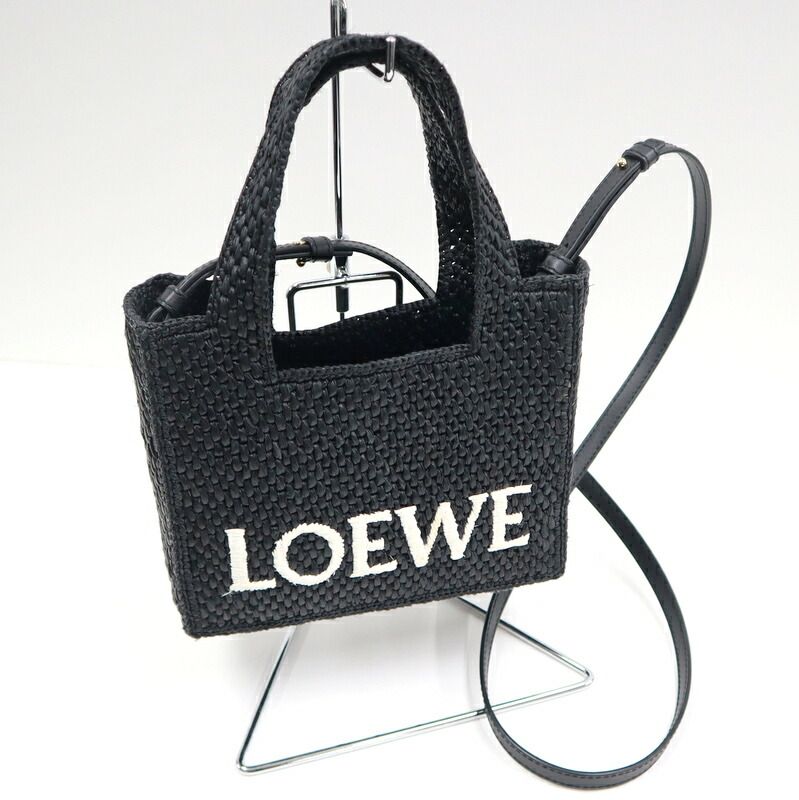 Loewe Font Tote Small Raffia Black