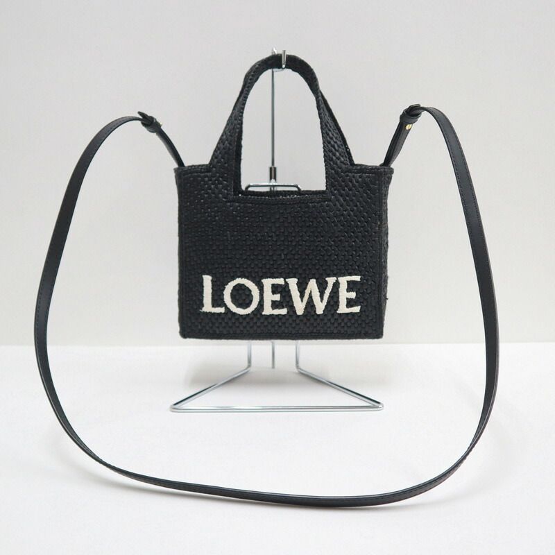 Loewe Font Tote Small Raffia Black