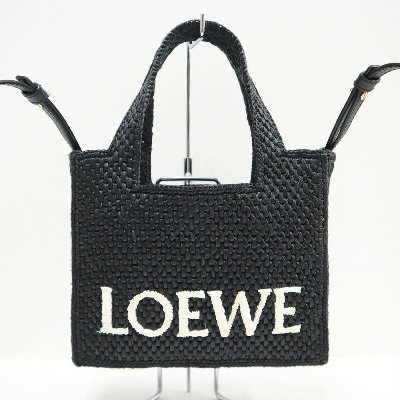 Loewe Font Tote Small Raffia Black