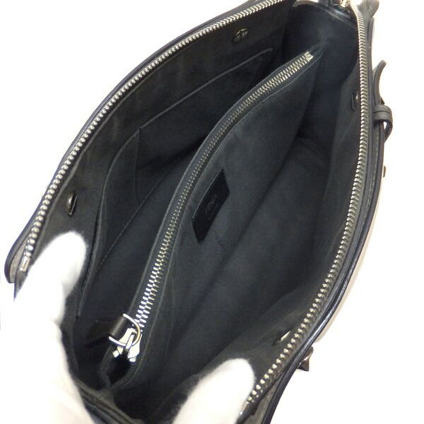 Fendi by the Way Handbag Leather Light Blue Gray Silver Hardw