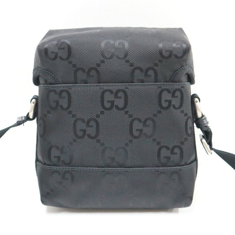 Gucci Off the Grit Shoulder Bag Nylon Black Silver