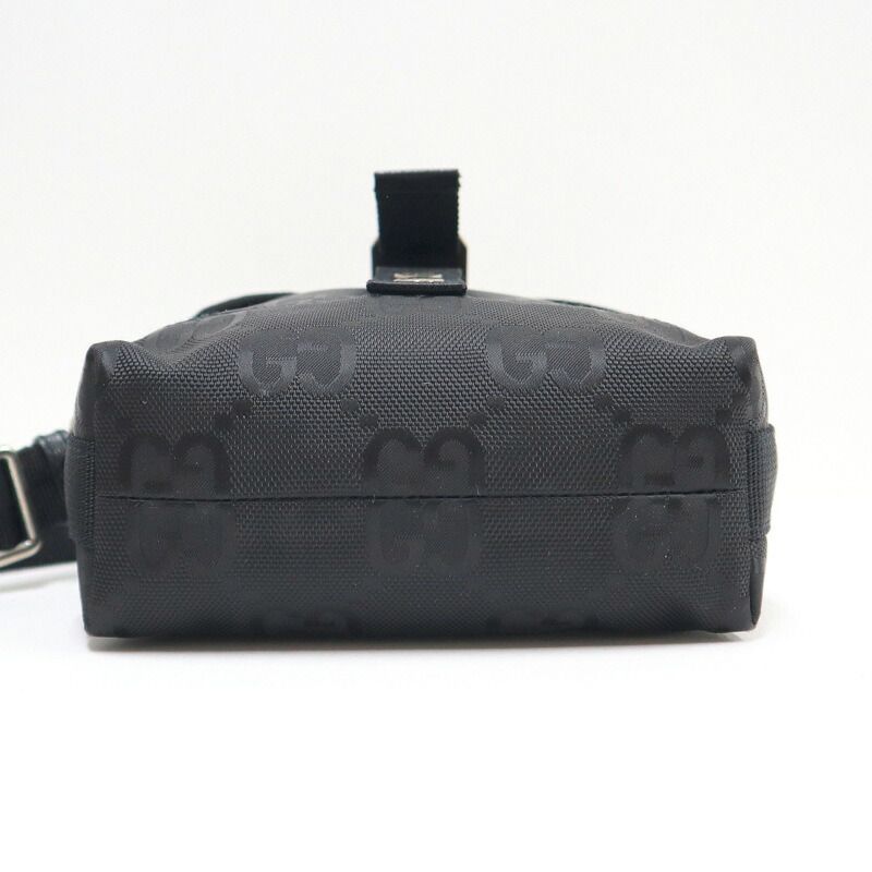 Gucci Off the Grit Shoulder Bag Nylon Black Silver