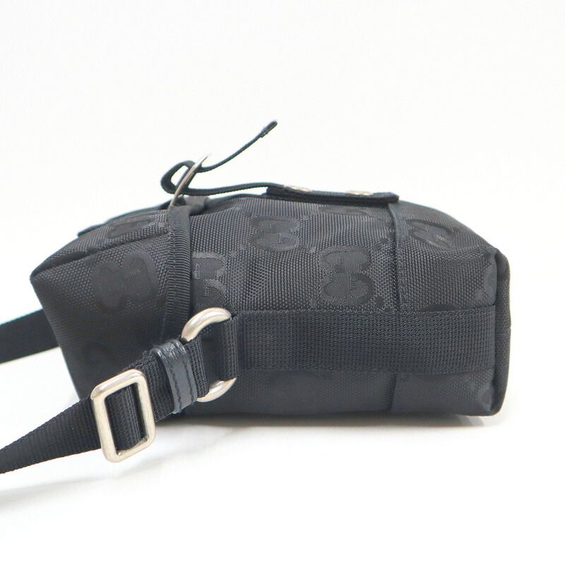 Gucci Off the Grit Shoulder Bag Nylon Black Silver