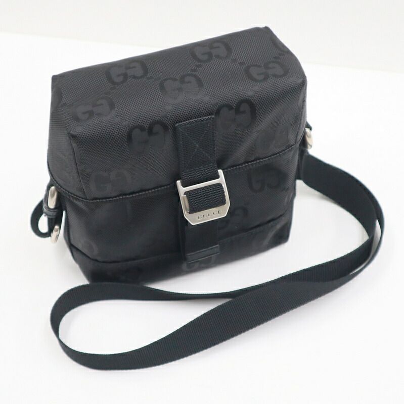 Gucci Off the Grit Shoulder Bag Nylon Black Silver