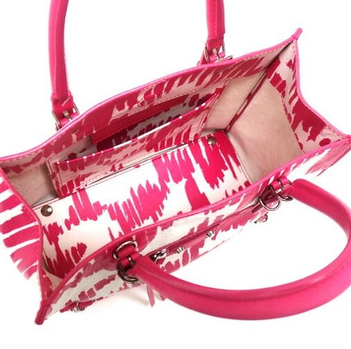 Balenciaga Paper Mini Tote Handbag Leather White Pink Silver