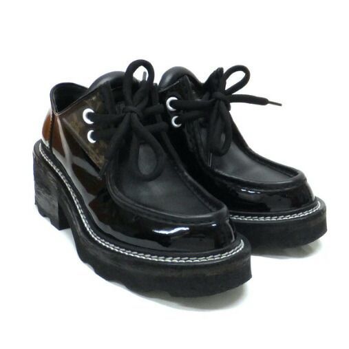 Louis Vuitton LV Bob le Derby Shoes Monogram Patent Leather Black Marking 36