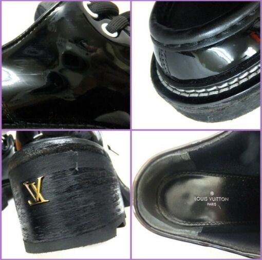 Louis Vuitton LV Bob le Derby Shoes Monogram Patent Leather Black Marking 36