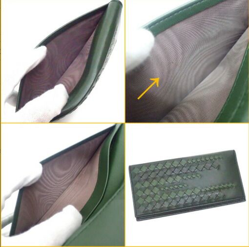 Bottega Veneta Bifold Billfold Wallet Leather Green