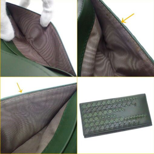 Bottega Veneta Bifold Billfold Wallet Leather Green