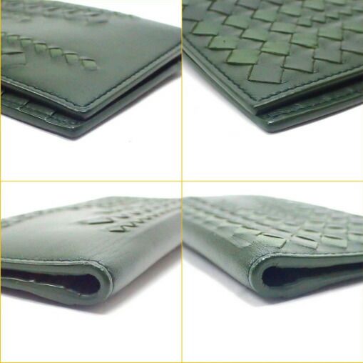 Bottega Veneta Bifold Billfold Wallet Leather Green