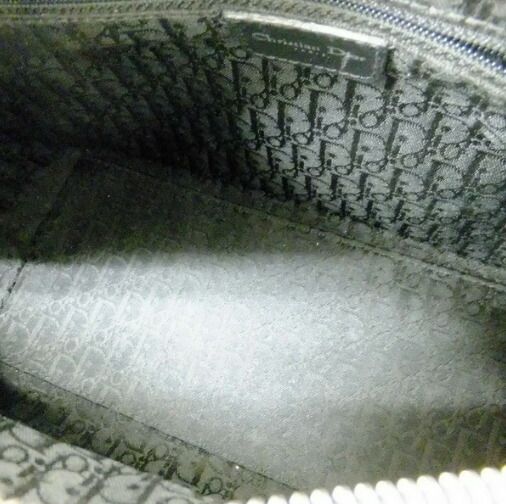 Dior Cannage Handbag Enamel Black Silver Hardware: