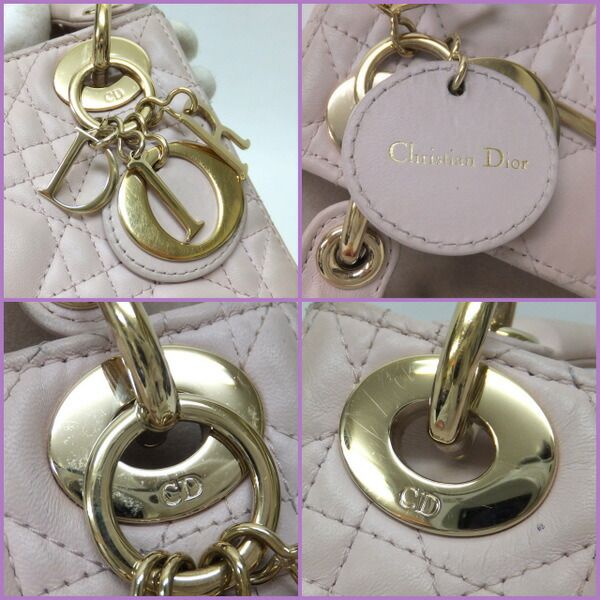 Dior Mini Handbag Lambskin Pink Champagne Gold Champagne