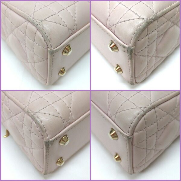 Dior Mini Handbag Lambskin Pink Champagne Gold Champagne