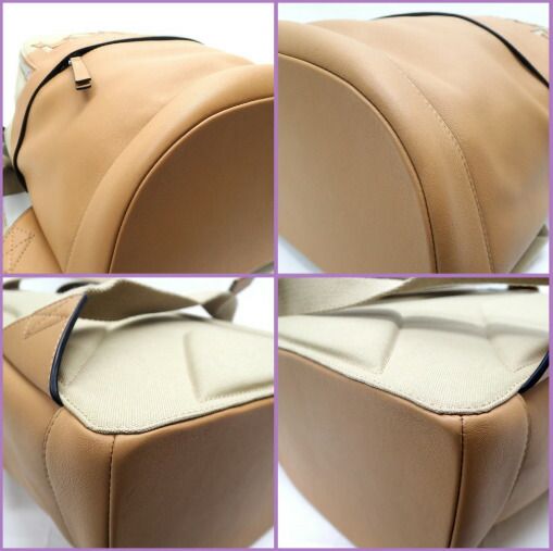 Loewe Round Backpack Canvas Calf Leather Cles Ta Warm Dessert
