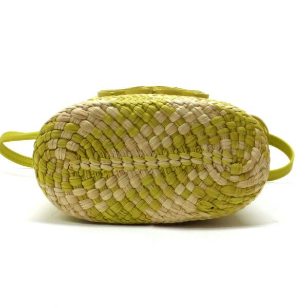 Loewe Basket Shoulder Bag Square Pocket Anagram Irakaya Palm Calf Leather Natural X Lime Green