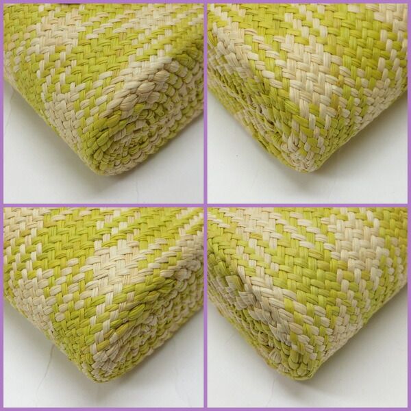 Loewe Basket Shoulder Bag Square Pocket Anagram Irakaya Palm Calf Leather Natural X Lime Green