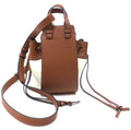 Loewe Hammock Drawstring Mini 2-Way Bag Canvas Leather Ecru Tan Gold Ecru X X