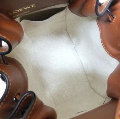 Loewe Hammock Drawstring Mini 2-Way Bag Canvas Leather Ecru Tan Gold Ecru X X