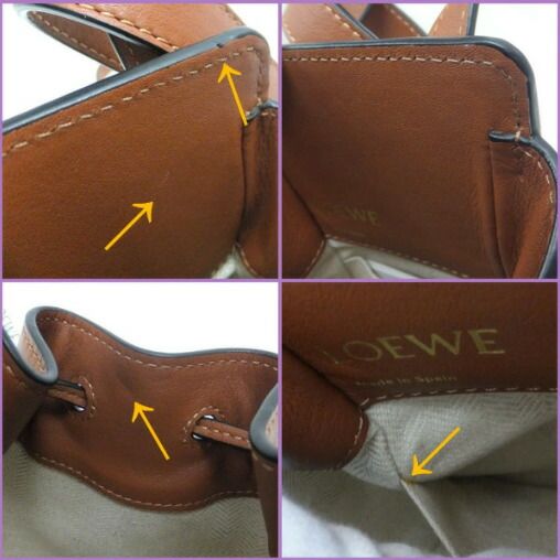 Loewe Hammock Drawstring Mini 2-Way Bag Canvas Leather Ecru Tan Gold Ecru X X
