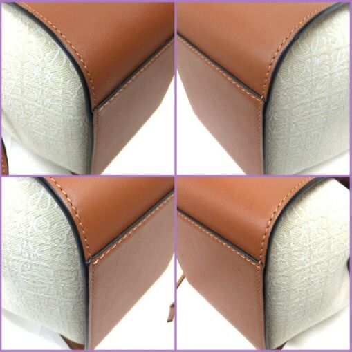 Loewe Hammock Drawstring Mini 2-Way Bag Canvas Leather Ecru Tan Gold Ecru X X