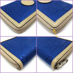 Gucci Off the Grid Zip Wallet Nylon Leather Blue Beige :blue