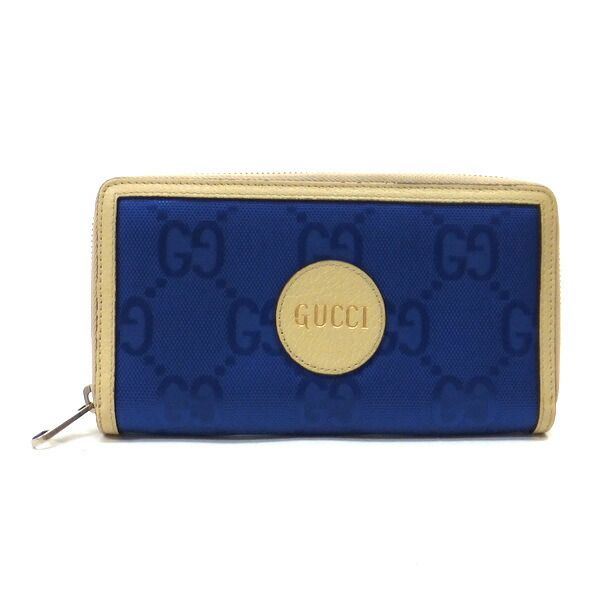 Gucci Off the Grid Zip Wallet Nylon Leather Blue Beige :blue