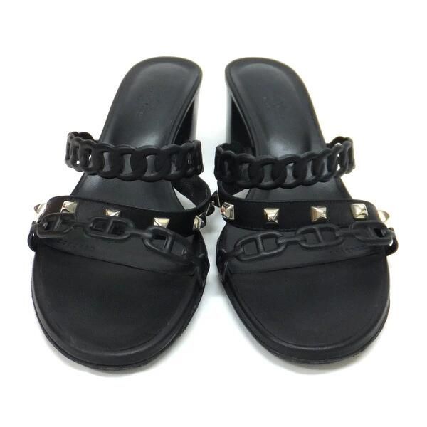 Hermes Sandals Aggaccio Leather Black 37