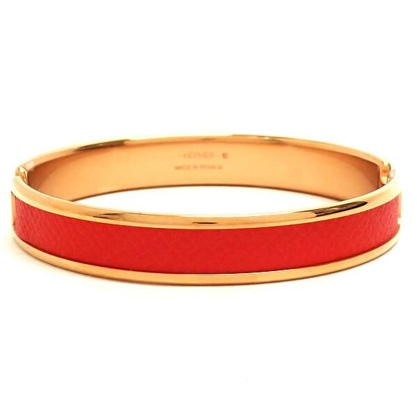 Hermes Bangle Olympe Epsom Pink Gold Plated Rose Texas Rose Texas X