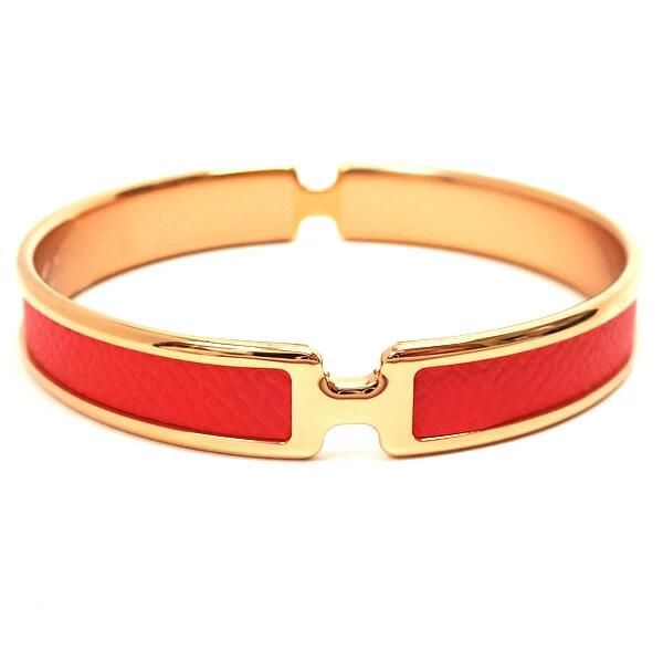 Hermes Bangle Olympe Epsom Pink Gold Plated Rose Texas Rose Texas X