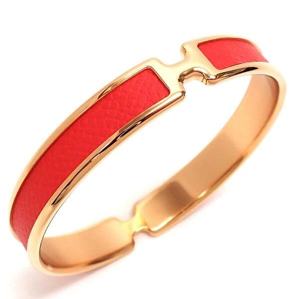 Hermes Bangle Olympe Epsom Pink Gold Plated Rose Texas Rose Texas X