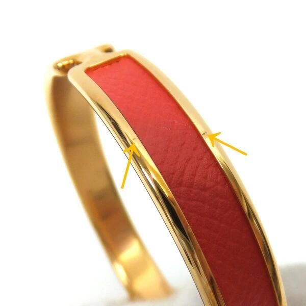 Hermes Bangle Olympe Epsom Pink Gold Plated Rose Texas Rose Texas X