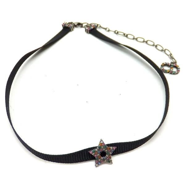 Dior Star Choker Antique Metal Black Multicolor D Porte Bonheur