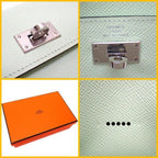 Hermes Kelly Pocket Compact Wallet Epsom Valfiz Silver :vert Fizz