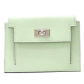 Hermes Kelly Pocket Compact Wallet Epsom Valfiz Silver :vert Fizz