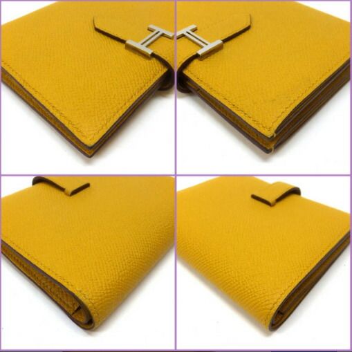 Hermes Bearn Compact Wallet Epsom Joan Ambre Silver : Joan Ambre X