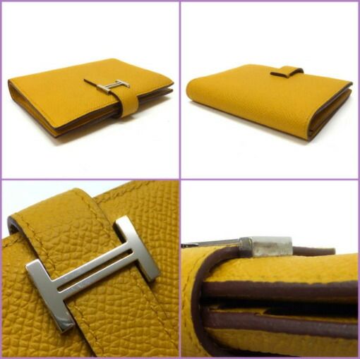Hermes Bearn Compact Wallet Epsom Joan Ambre Silver : Joan Ambre X