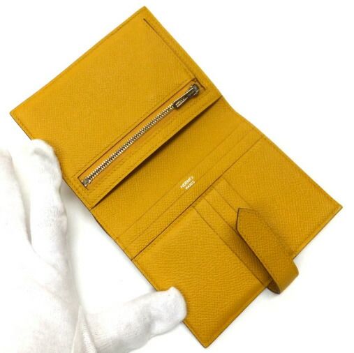 Hermes Bearn Compact Wallet Epsom Joan Ambre Silver : Joan Ambre X