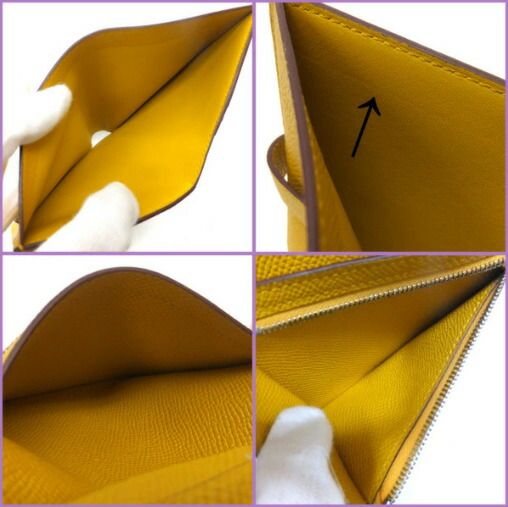 Hermes Bearn Compact Wallet Epsom Joan Ambre Silver : Joan Ambre X