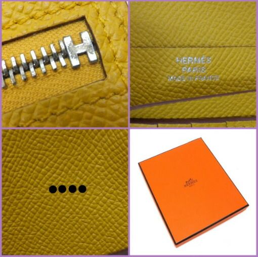 Hermes Bearn Compact Wallet Epsom Joan Ambre Silver : Joan Ambre X
