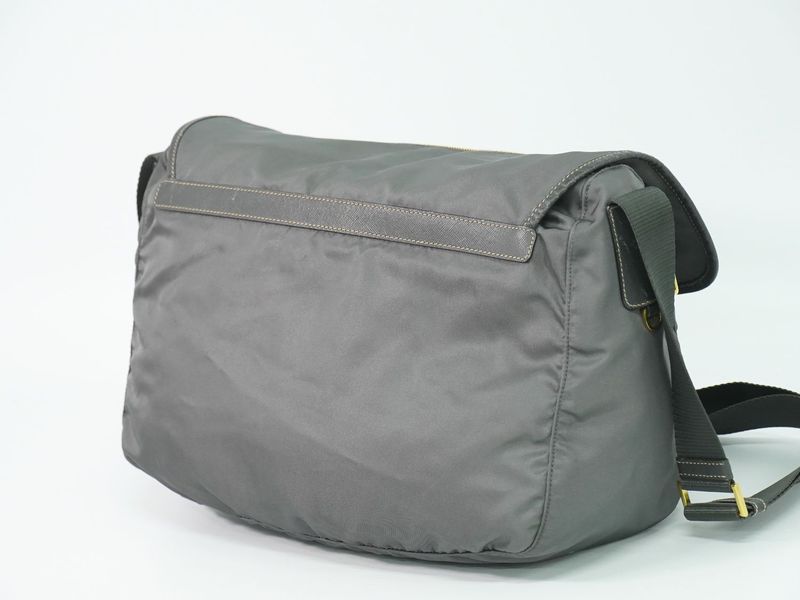 Prada Nylon Shoulder Bag Pochette Gray Outside]