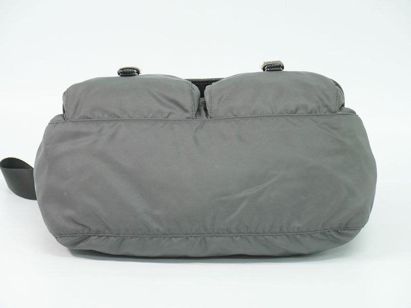 Prada Nylon Shoulder Bag Pochette Gray Outside]