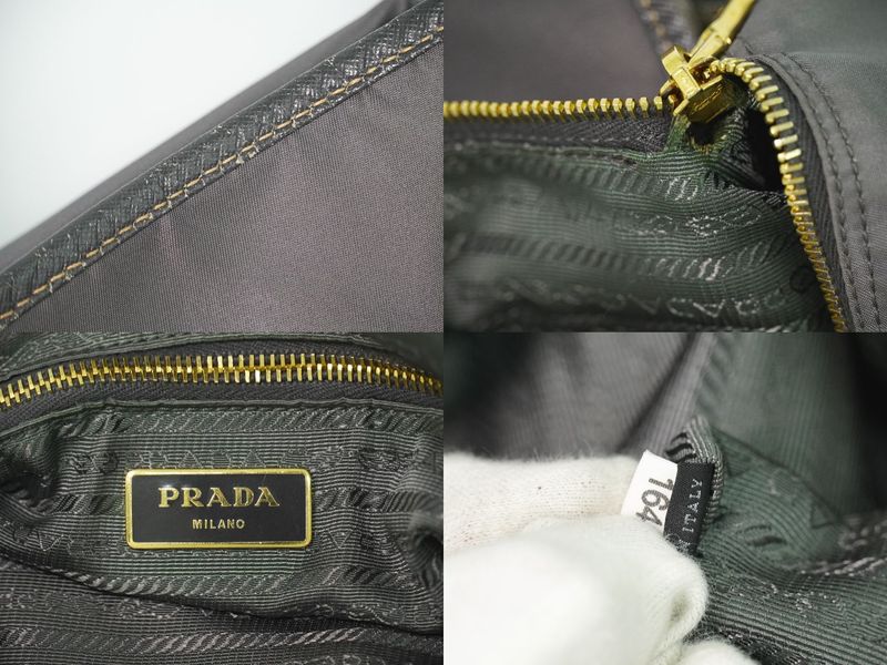 Prada Nylon Shoulder Bag Pochette Gray Outside]