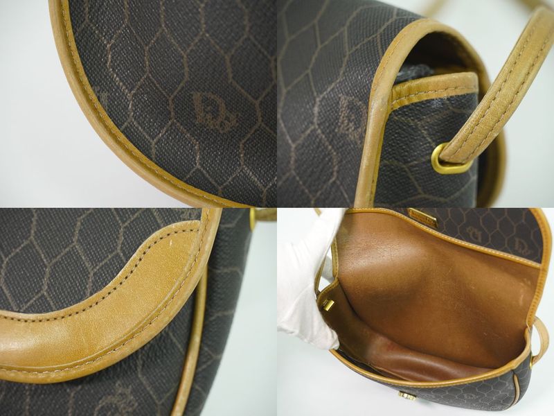 Dior Honeycomb Pattern Shoulder Bag Pochette Black Outside]