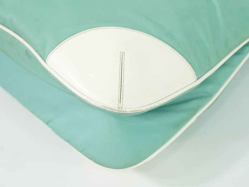 Prada Tessuto Shoulder Bag Pochette Nylon Mint Green White