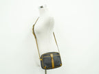 Celine Leather Shoulder Bag Pochette Black Outside]